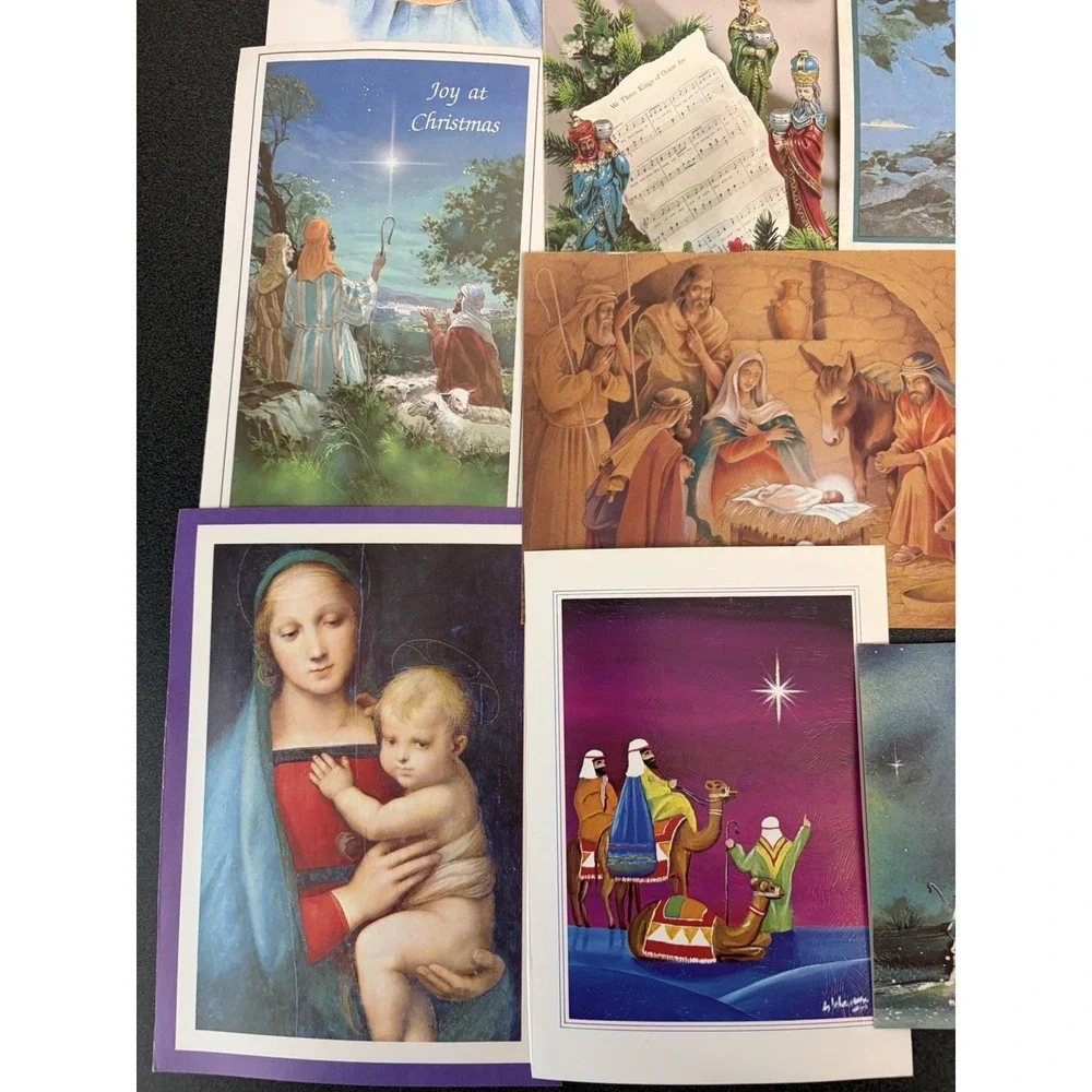 Vintage Christmas Cards Fronts ONLY Nativity Scrapbooking Crafts Lot of 50+